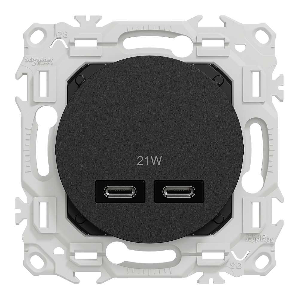 Odace double chargeur USB-C 21W noir